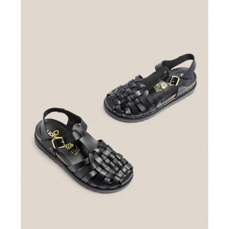 Sandalias planas negras Yokono Tunez 017