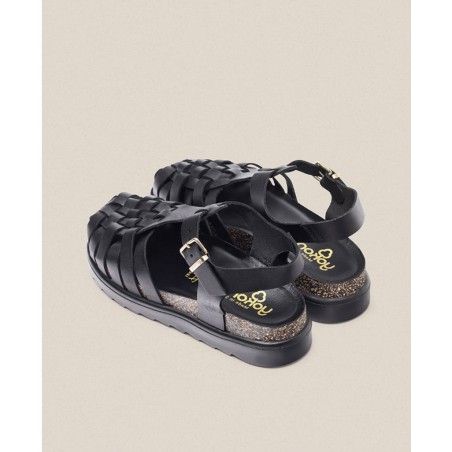 Sandalias planas negras Yokono Tunez 017