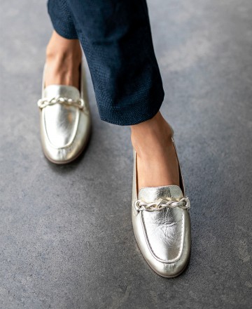 Silver loafers for woman W&F Vega 35-48-722