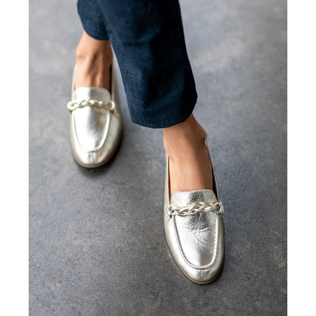 Silver loafers for woman W&F Vega 35-48-722