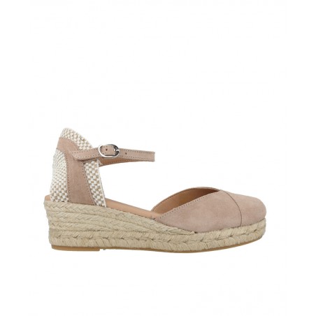 Espardena o yute para mujer en color beige Caracteristicas con hebilla cuna 4cm plataforma 2 cm zapato de estilo casual suela d