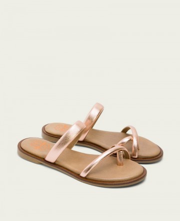 h2Sandalias planas metalizadas Porronet Carly h2 pLas Sandalias planas metalizadas Porronet Carly para mujer en color rose son 