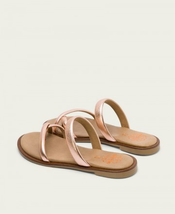 h2Sandalias planas metalizadas Porronet Carly h2 pLas Sandalias planas metalizadas Porronet Carly para mujer en color rose son 