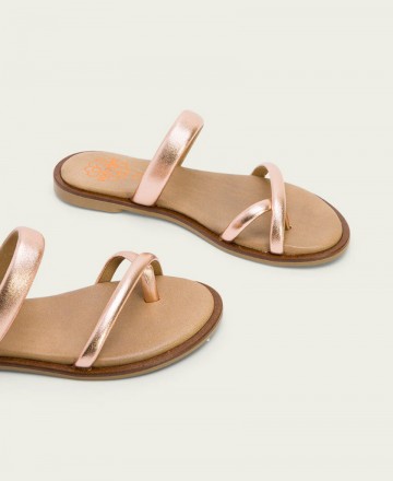 h2Sandalias planas metalizadas Porronet Carly h2 pLas Sandalias planas metalizadas Porronet Carly para mujer en color rose son 