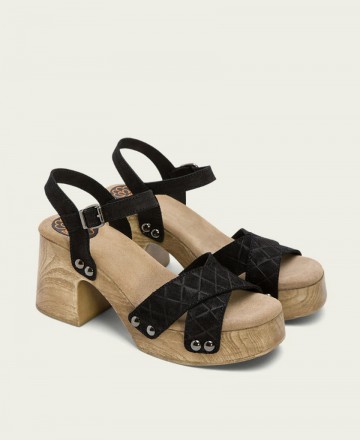 Porronet Mabel black split leather sandals