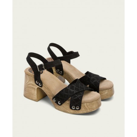 Porronet Mabel black split leather sandals