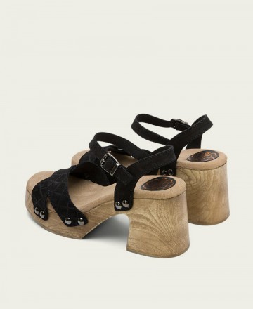 Porronet Mabel black split leather sandals