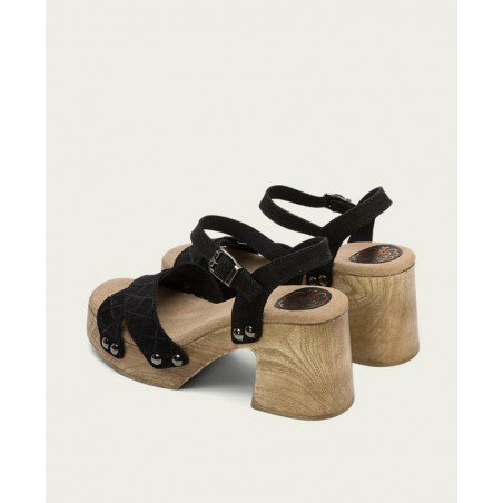 Porronet Mabel black split leather sandals