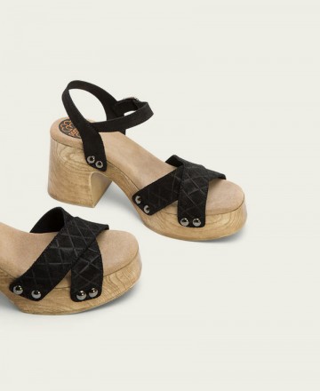 Porronet Mabel black split leather sandals