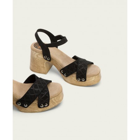 Porronet Mabel black split leather sandals