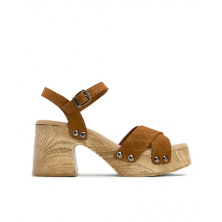 Leather sandals with wide heel Porronet Mabel