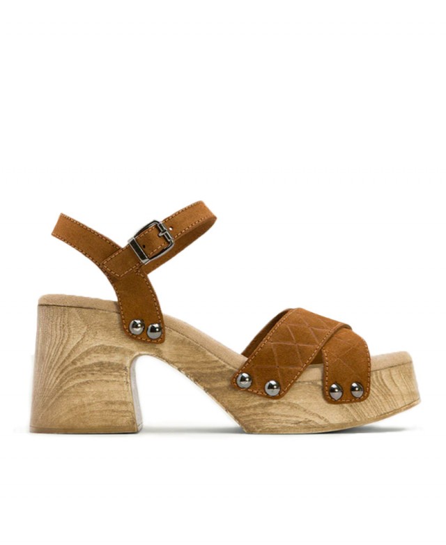 Leather sandals with wide heel Porronet Mabel