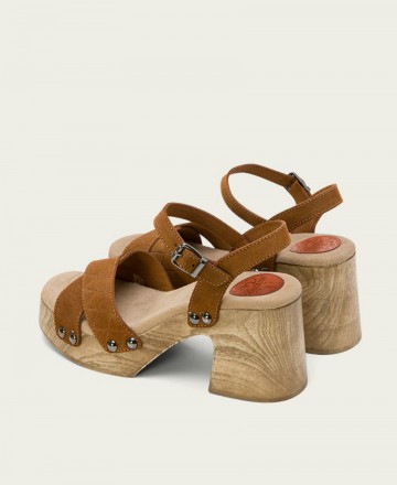 Leather sandals with wide heel Porronet Mabel