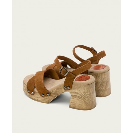 Leather sandals with wide heel Porronet Mabel