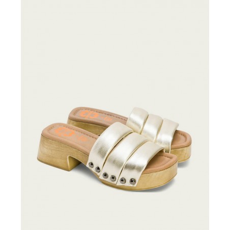 Porronet Nahya wood effect clogs with heel