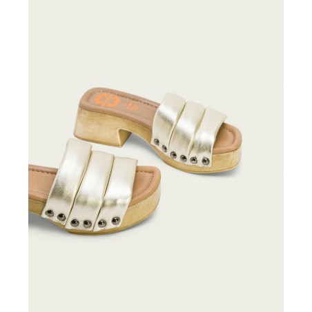 Porronet Nahya wood effect clogs with heel