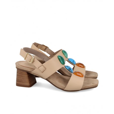 Sandalias de piel con abalorio Penelope 6293