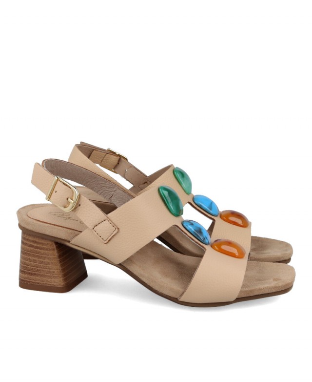 Sandalias de piel con abalorio Penelope 6293