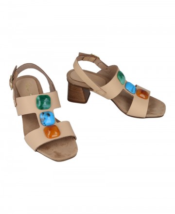 Sandalias de piel con abalorio Penelope 6293