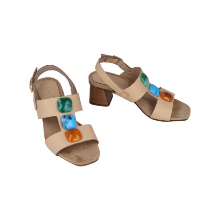 Sandalias de piel con abalorio Penelope 6293