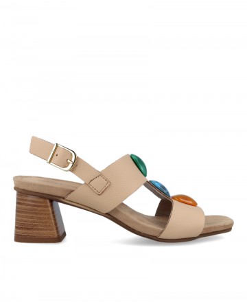 Sandalias de piel con abalorio Penelope 6293