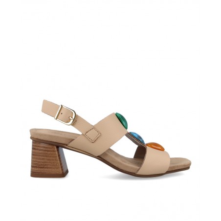 Sandalias de piel con abalorio Penelope 6293