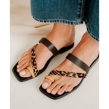 Bryan Zoe animal print flat sandals