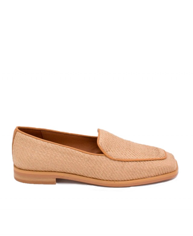 Angel Alarcon Bayan raffia and leather moccasins