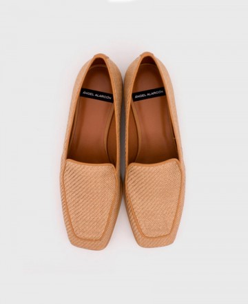 Angel Alarcon Bayan raffia and leather moccasins