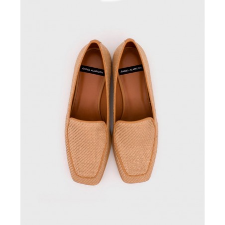 Angel Alarcon Bayan raffia and leather moccasins