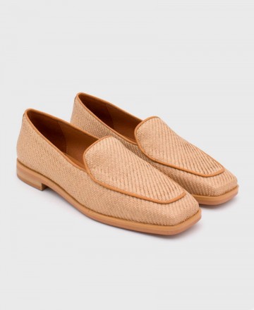 Angel Alarcon Bayan raffia and leather moccasins