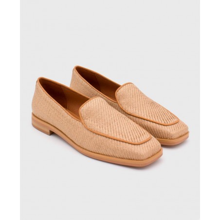 Angel Alarcon Bayan raffia and leather moccasins