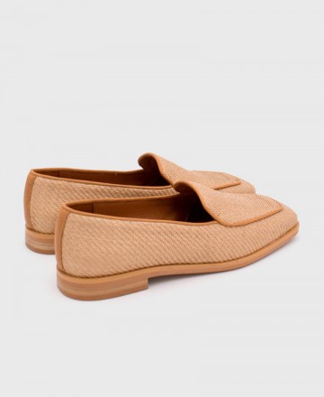 Angel Alarcon Bayan raffia and leather moccasins