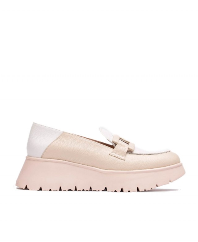 h2Mocasines con plataforma Wonders Venecia h2 pMocasines con plataformas Wonders Venecia para mujer en color beige y blanco Car