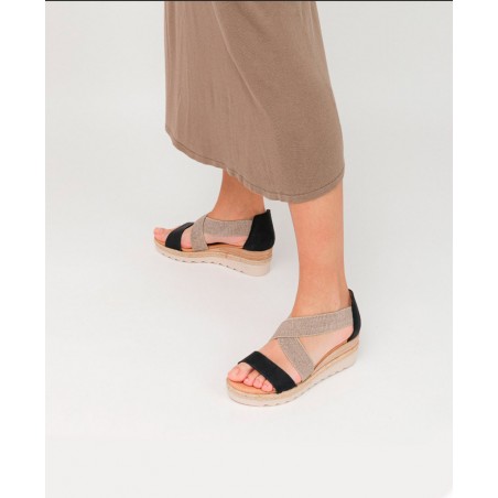 Miswear CN8620 Elasticated Wedge Sandals with Straps