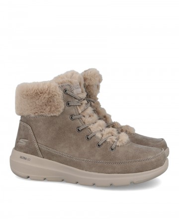 Skechers Glacial ultra women's flat ankle boots with fur