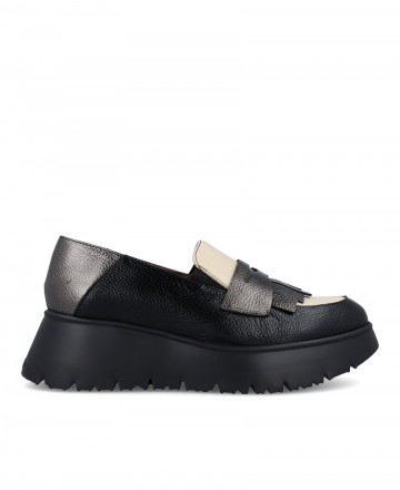 Wonders Media Noche women's light wedge loafers