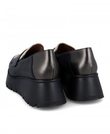 Wonders Media Noche women's light wedge loafers