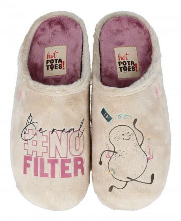 Hot Potatoes Sherburne slippers with a message