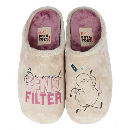 Hot Potatoes Sherburne slippers with a message