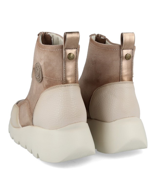 Beige leather sporty ankle boots hotsell