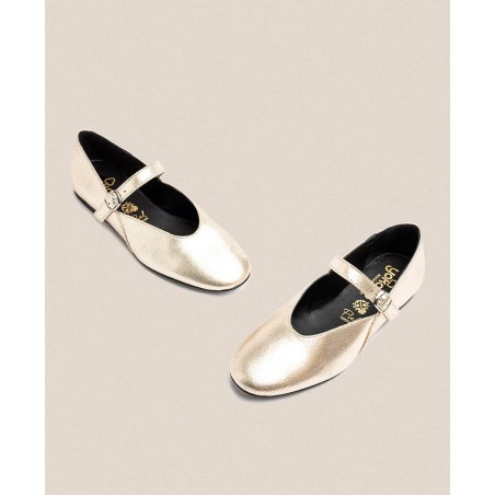 Golden ballerinas with buckle Yokono ARI-001