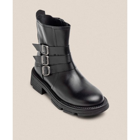 Yokono ELZE-004 Flat Buckled Ankle Boots