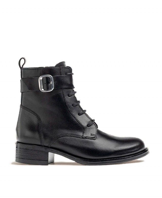 Yokono Mons flat lace-up ankle boot with zipper