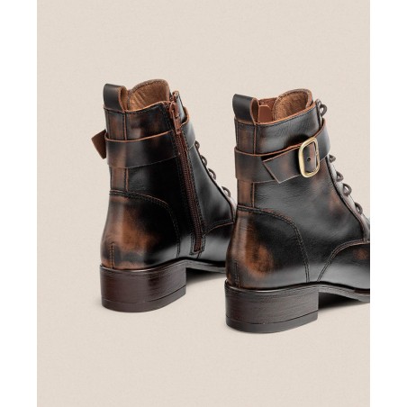 Yokono Mons Lace-Up Ankle Boots with Side Buckle