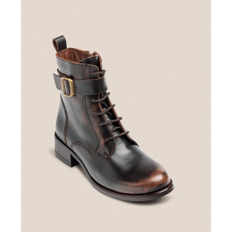 Yokono Mons Lace-Up Ankle Boots with Side Buckle