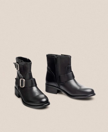 Yokono Mons Double Buckle and Zipper Ankle Boots