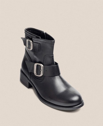 Yokono Mons Double Buckle and Zipper Ankle Boots