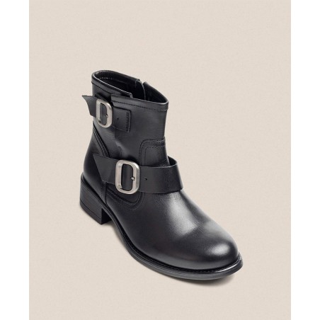 Yokono Mons Double Buckle and Zipper Ankle Boots