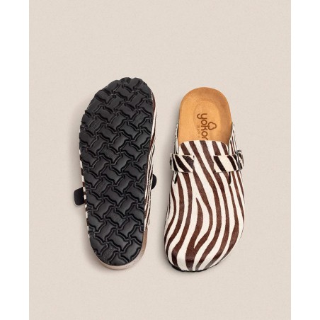 Yokono Zueco 599 Zebra Print Flat Shoe Clog